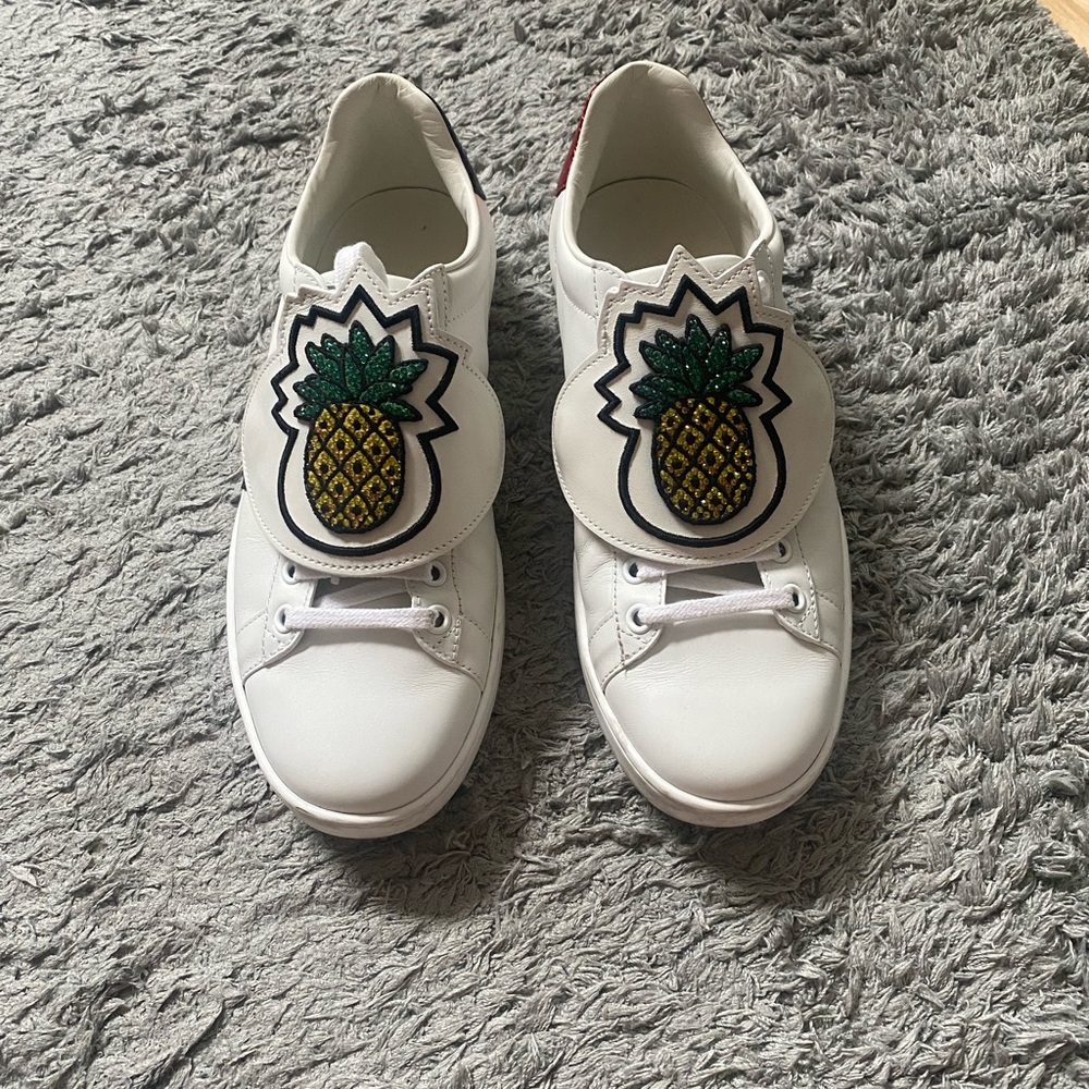 Gucci ace pineapple snap on sneakers